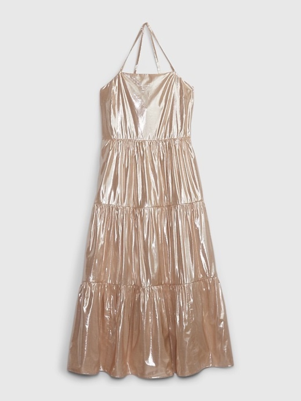 GAP Metallic Champagne Halter Maxi Dress